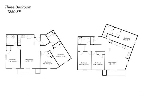 Floor plan for 3 beds, 1.5 baths, 1266 sqft